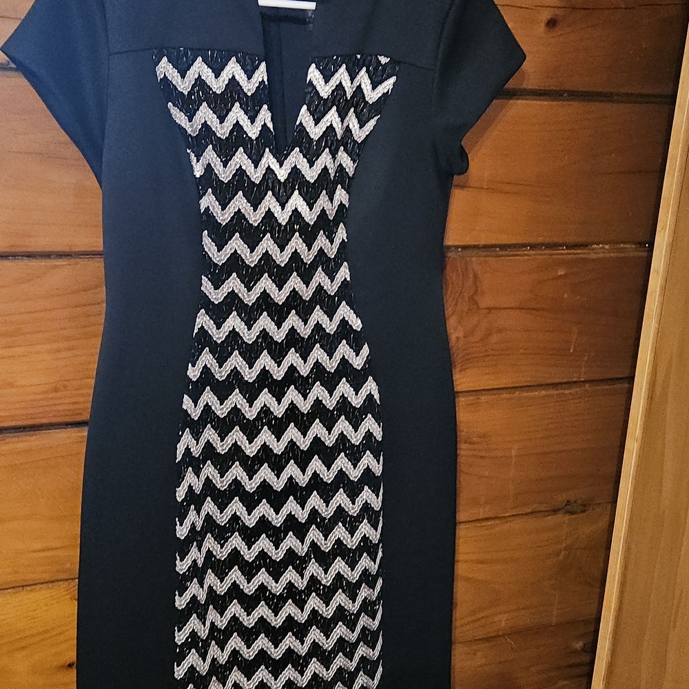Elegant Black and Silver Chevron Dress